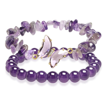 Artlunar Butterfly Bracelets Healing Bracelet Charm Jewelry Mom Gift with Beaded Bracelets Purple Bracelet for Women (Purple)