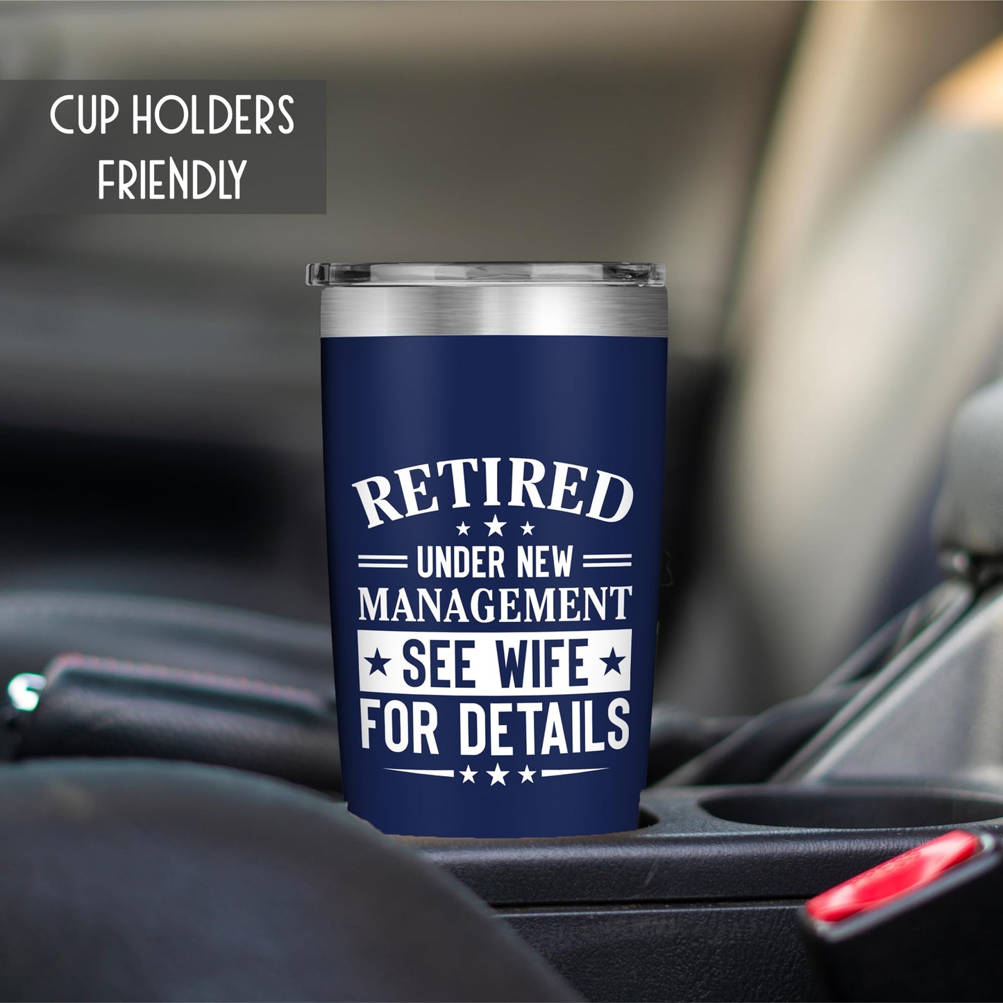 Retirement Gifts for Men 2026 - Retired Under New Management - Retirement Tumbler for Men Husband, Boyfriend, Father, Boss - Cool Gifts 20oz Navy Tumbler Birthday, Anniversary, Christmas