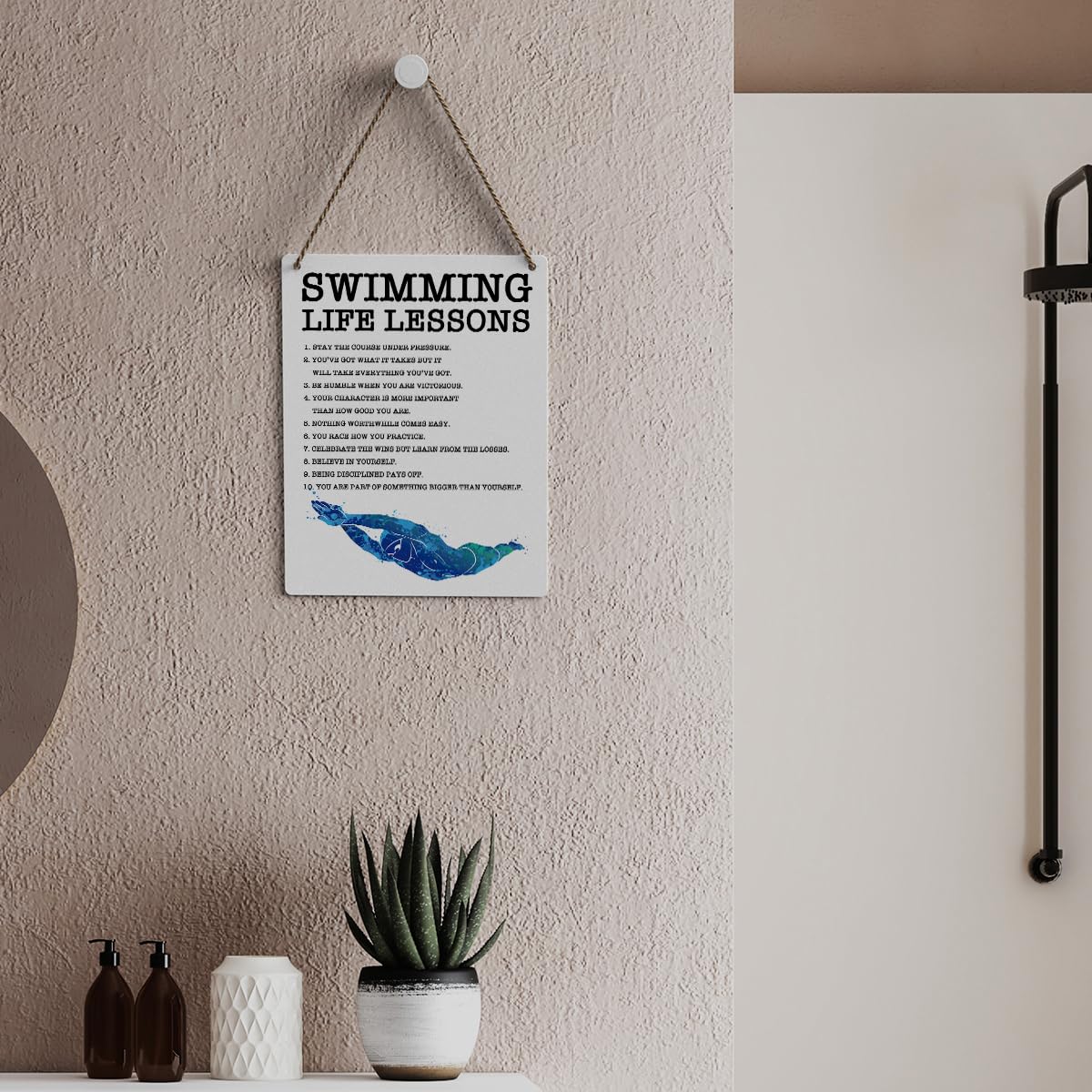 Inspirational Quotes Swimmer Gifts Rustic Wall Decorations Motivational Farmhouse Wall Hanging Decor Encouragement Best Team Gifts Decorative Wood Plaque for Home Office Bedroom Bathroom Living Room