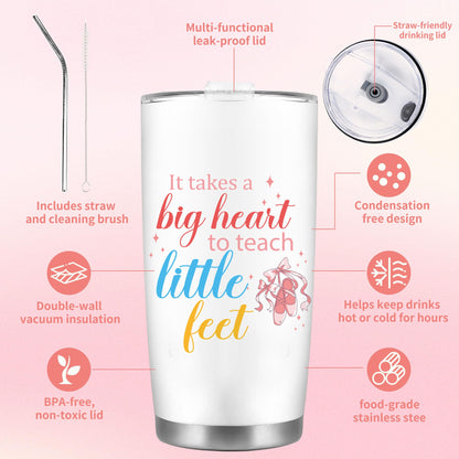 CRASHOT Dance Teacher Appreciation Gifts for Women, Ballet Teacher Gift Set Includes 20 oz Travel Tumbler, Cosmetic Makeup Bag, Socks and Keychain, Dancer Birthday Present