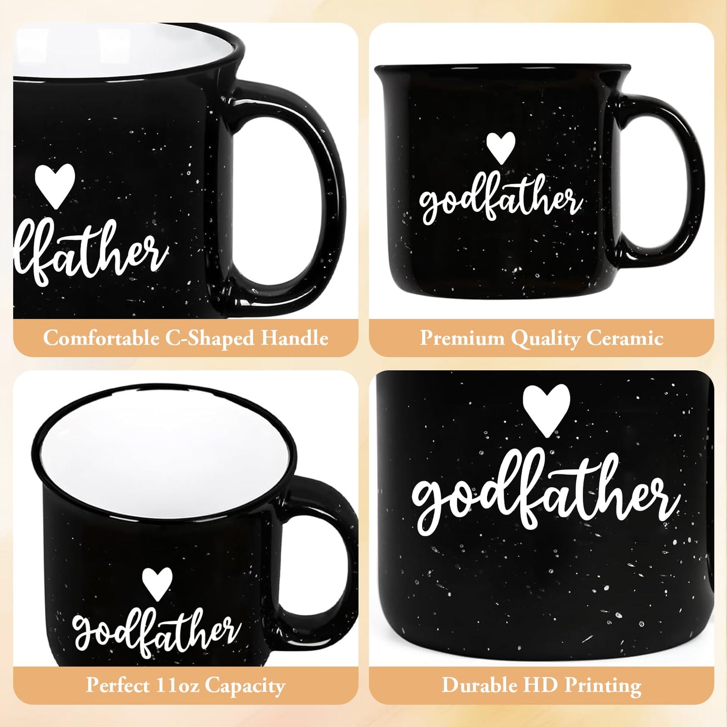 Physkoa Godparents Proposal Gift – 11oz Will You Be My Godparents Mug Set, Godmother and Godfather Proposal Gifts, Godparents Gifts for Baptism, Ceramic Coffee Cups for Christening