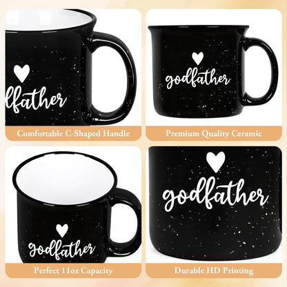 Physkoa Godparents Proposal Gift – 11oz Will You Be My Godparents Mug Set, Godmother and Godfather Proposal Gifts, Godparents Gifts for Baptism, Ceramic Coffee Cups for Christening