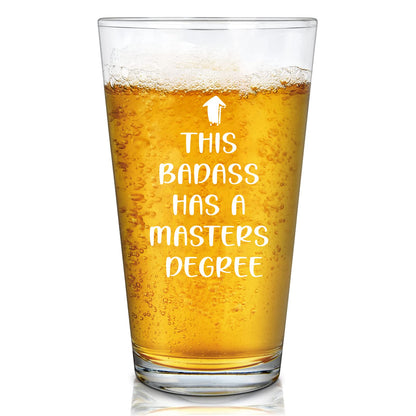 Futtumy Masters Degree Beer Glass - 15Oz, Graduation Gift for Him Men, Badass Design Beer Glass, Masters Gegree Graduation Gifts for Him Men, Perfect for Home or Office Use