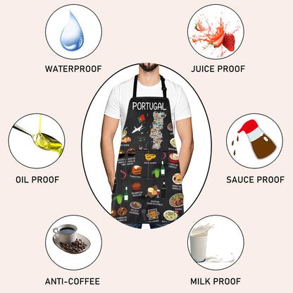 Portugal Country Map Europe Cuisine Lover Kitchen Apron Mom Dad BFF Portuguese Food Cooking Travel Apron