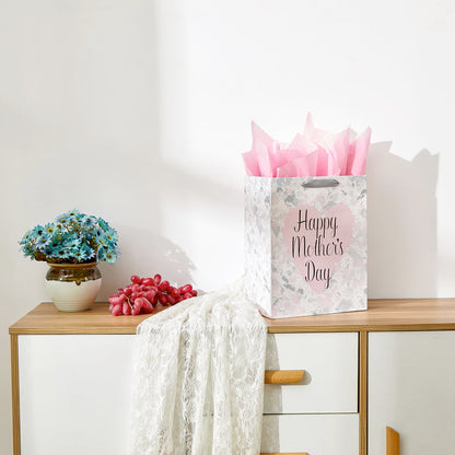 SUNCOLOR 13" Large Gift Bag with Tissue Paper for Mother's Day