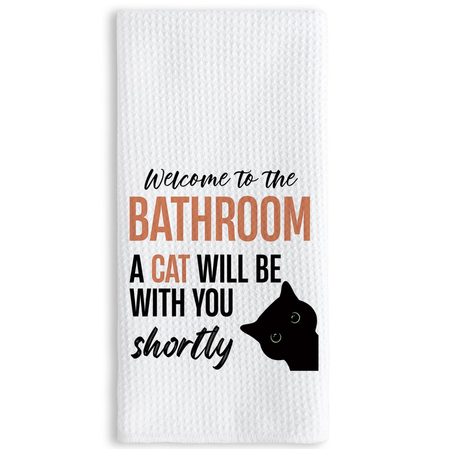 TNUW Cat Mom Gifts for Women, Funny Black Cat Hand Towels 16x24 Inch, Humorous Black Kitty Decorative Hand Towels for Bathroom Decor, Funny Bathroom Decor