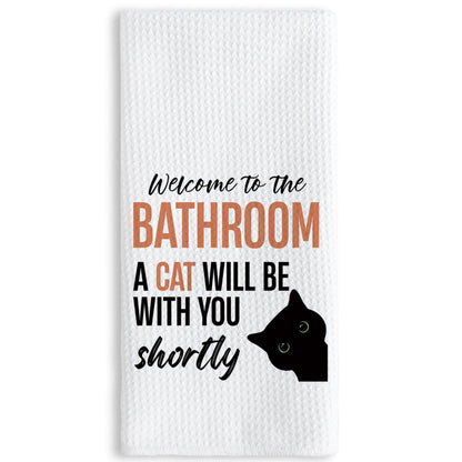 TNUW Cat Mom Gifts for Women, Funny Black Cat Hand Towels 16x24 Inch, Humorous Black Kitty Decorative Hand Towels for Bathroom Decor, Funny Bathroom Decor