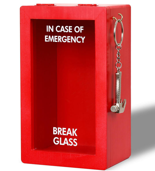 Funny Emergency Box w/Hammer (Large), Break in Case of Emergency Box, Personalized Unique Gifts for Men Women, Office Desk Decor, Random Things, White Elephant Gift for Friend Coworker Family