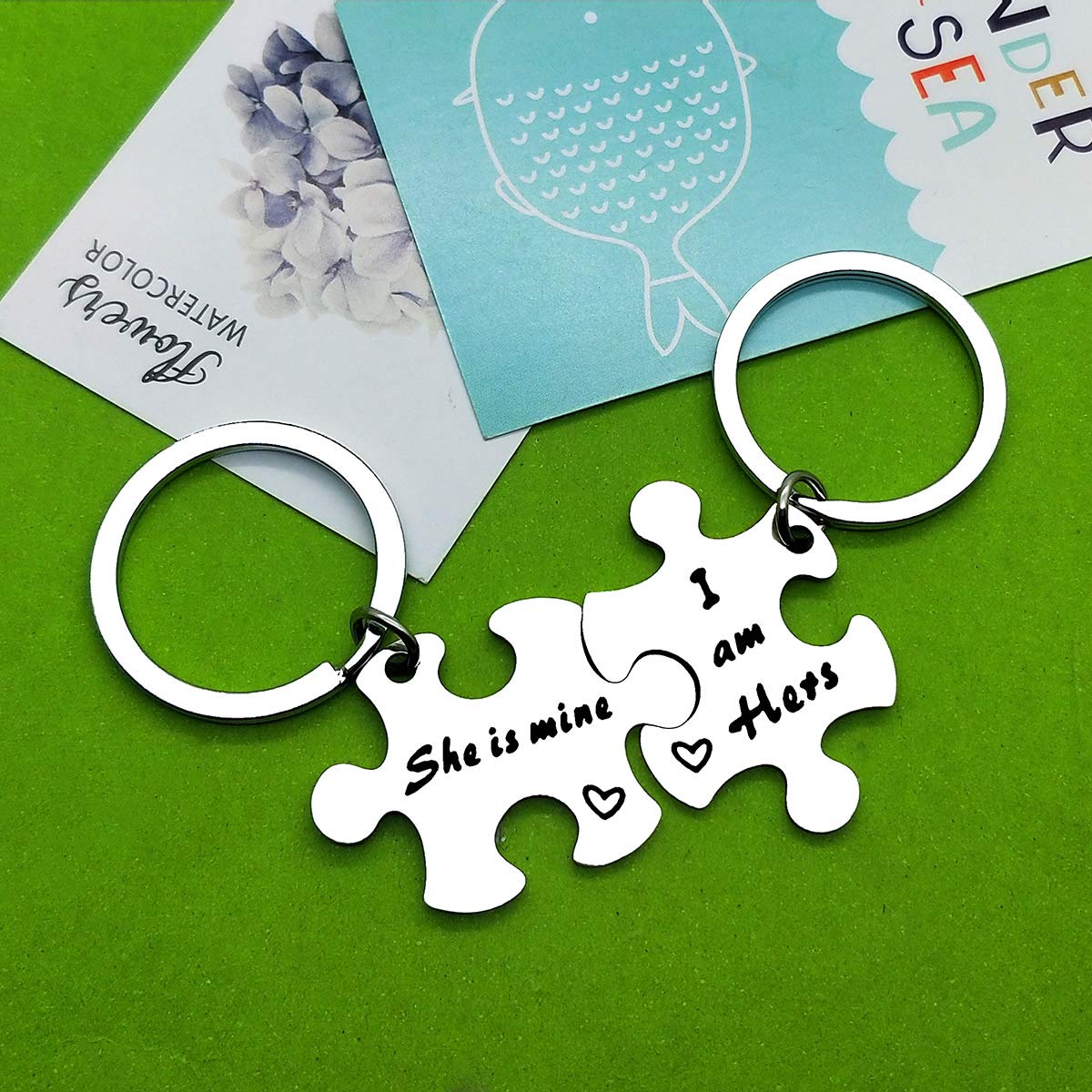 Baipilu Lesbian Couples Keychain Set - I am Hers, She is Mine Keychain for LGBT Women, Stainless Steel Keychain Gift for Girlfriend, Valentine's Day, Anniversary, Birthday, Wedding