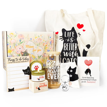 LUICONMO Cat Mom Gifts, Cat Lover Gifts For Women, Mothers Day Gift For Mom Cute Cats Themed Gift For Crazy Cat's Lady, Women, Daughters with 16oz Glass cup