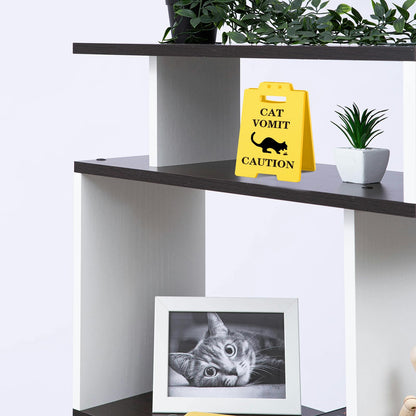 Funny Cat Vomit Caution Sign, Humorous Desk Sign for Cat Lovers, Perfect Cat Mom or Cat Dad Christmas Gag Gifts for Pet Owners, Best Friends, Cat Enthusiasts, Cat Themed Home Office Decor