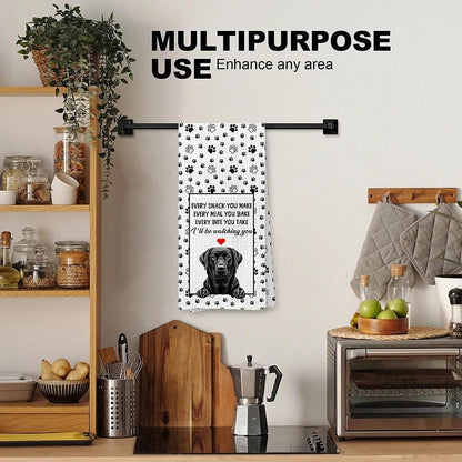 Funny Black Labrador Retriever Kitchen Towels, Black Lab Gifts, Gifts for Labrador Dog Lovers Dish Tea Towels for Kitchen Decor, Every Meal You Make Towel, 16x24 Inches