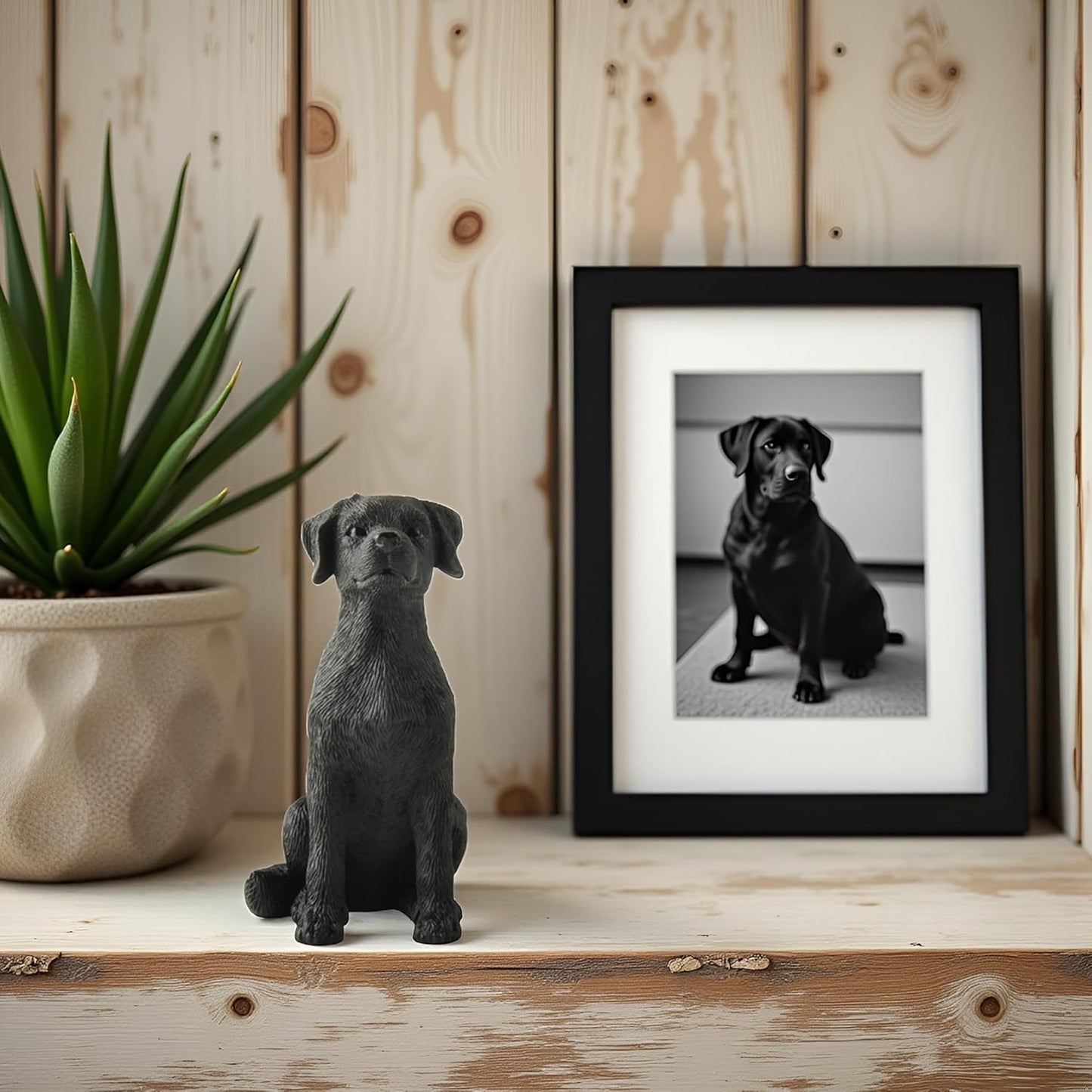 JFSM INC. 3.25" Black Labrador Dog Sitting Up Figurine - Black Lab Gift, Resin Pet Statue, Holiday Stocking Stuffer - Home or Office Desktop Decoration