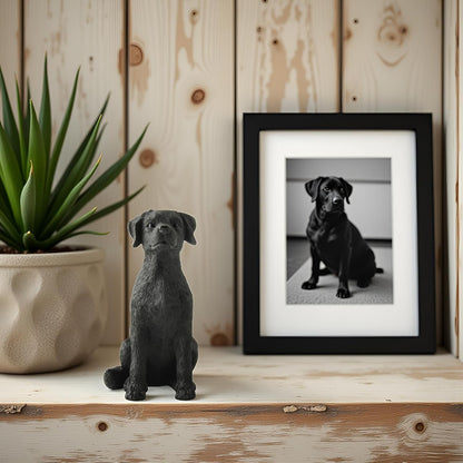 JFSM INC. 3.25" Black Labrador Dog Sitting Up Figurine - Black Lab Gift, Resin Pet Statue, Holiday Stocking Stuffer - Home or Office Desktop Decoration