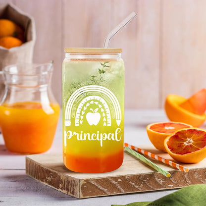 Principal Appreciation Gifts, Principal 16oz Glass Cup, Principal Gifts for Women, Unique Thank you Birthday Retirement Principal Teacher Gift