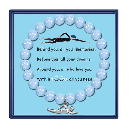 Swimming Lover Gift Swimmer Inspiration Gifts Swimmer Charm Bracelet Swimming Jewelry for Women Swimming Gift