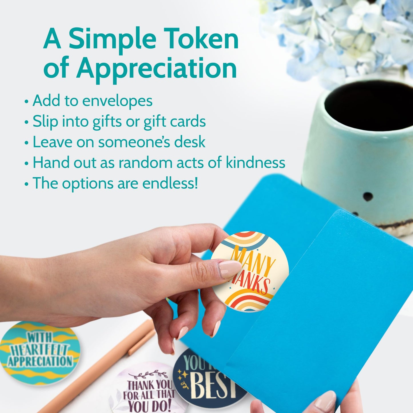 T MARIE 100 Mini Bulk Appreciation Gifts - 2.25” Token of Appreciation Chips for Employee Appreciation Week, Staff, Nurses, Teachers, Students and More - Share Kindness, Recognition and Motivation