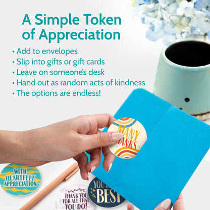 T MARIE 100 Mini Bulk Appreciation Gifts - 2.25” Token of Appreciation Chips for Employee Appreciation Week, Staff, Nurses, Teachers, Students and More - Share Kindness, Recognition and Motivation