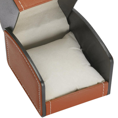 Luxury Single Watch Gift Box with Removable Pillow, PU Leather Single Watch Case Wristwatch Jewelry Storage Display Holder Cases for Men and Women (Brown)