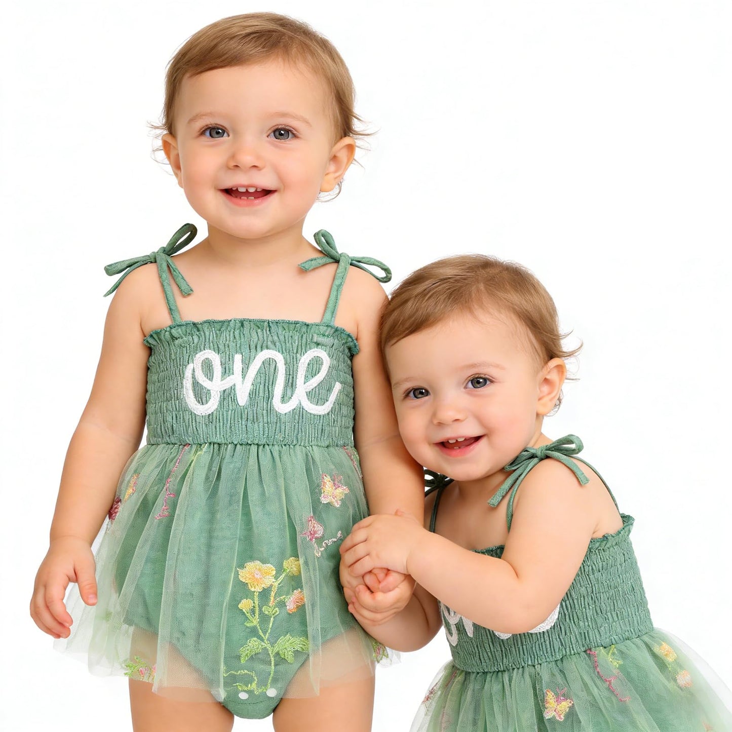 TITKKOP Baby Girl 1st Birthday Clothes One Year Old Tulle Romper Sleeveless Bodysuit Cake Smash Outfits