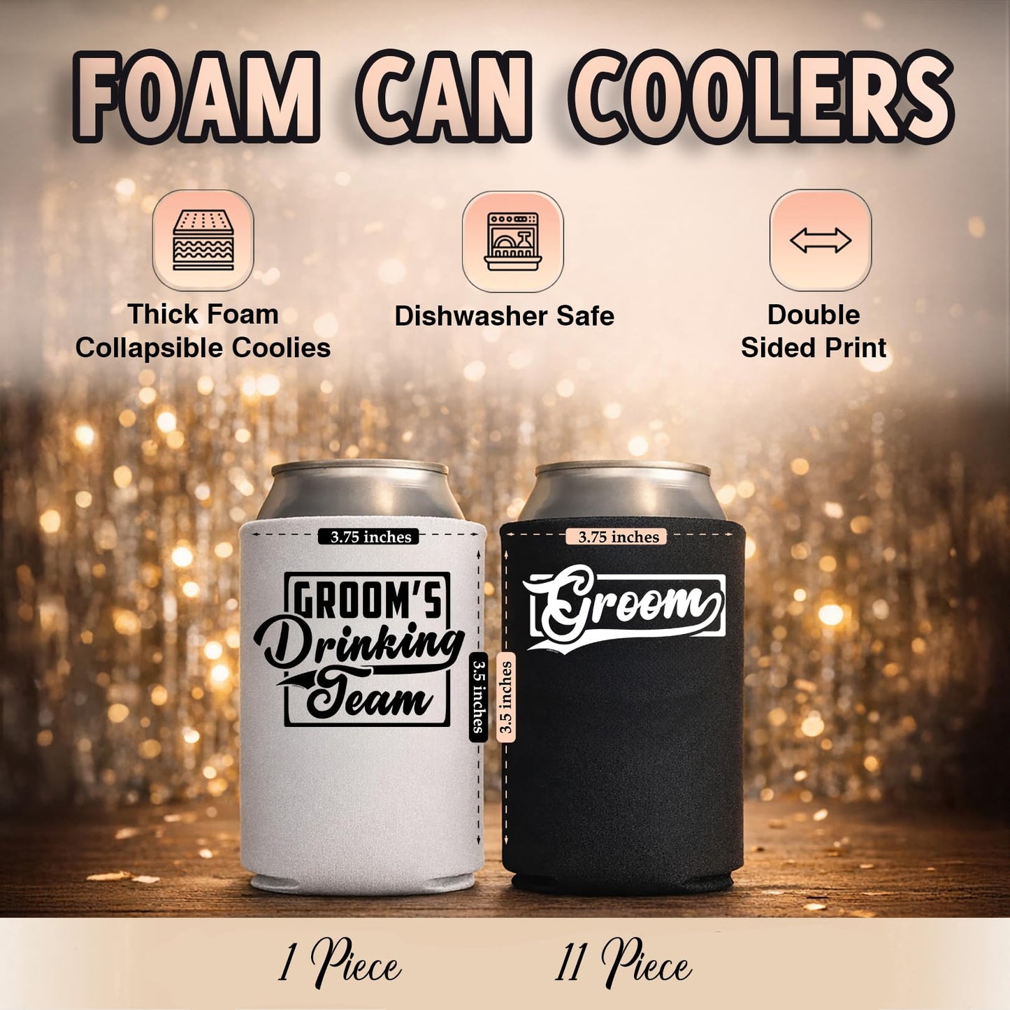 Groom and Groomsmen Can Coolers – Groom’s Drinking Team Beer Can Coolers for Bachelor Party and Wedding Gifts