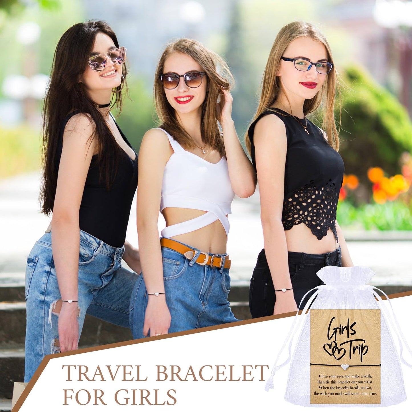 Tondiamo Girls Trip Bracelet Girls Weekend Getaway Bracelets with Cards for Sisters Friends Bestie Bachelorette