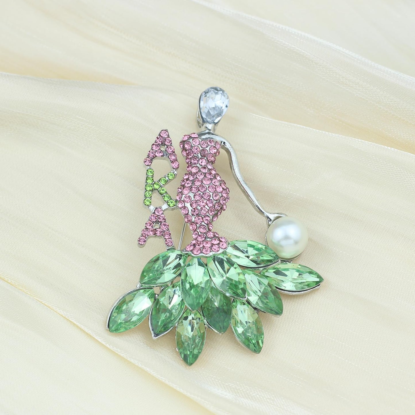 Rhinestone Sorority Gift for Women Greek Sorority Brooch Pin Paraphernalia Gifts Pink & Green Jewelry Sisterhood Graduation Gift