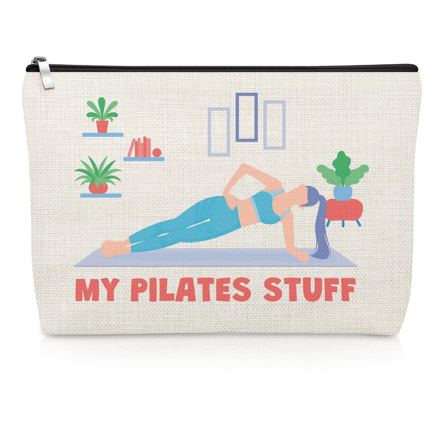 Pilates Gifts for Women Yoga Lover Makeup Bag Thank You Gifts for Pilates Lover Yoga Instructor Teacher Cosmetic Bag Christmas Birthday Mother's Day Makeup Pouch for Sister Friends Coach Aunt Mom