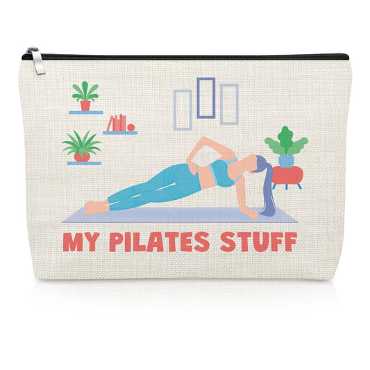 Pilates Gifts for Women Yoga Lover Makeup Bag Thank You Gifts for Pilates Lover Yoga Instructor Teacher Cosmetic Bag Christmas Birthday Mother's Day Makeup Pouch for Sister Friends Coach Aunt Mom