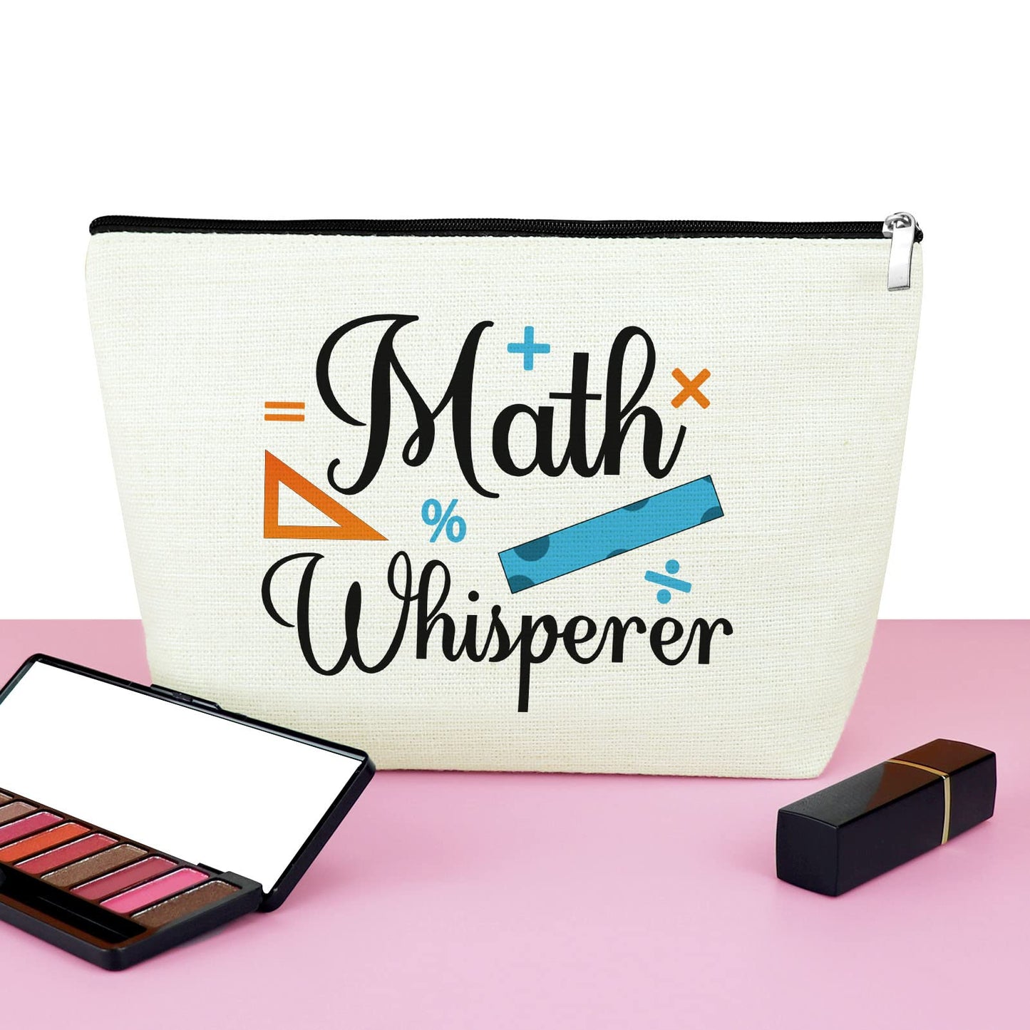 Mxrymvu Math Teacher Cosmetics Bag Math Lover Gift Makeup Bag Funny Teacher Appreciation Present from Student Teacher's Day Birthday Present for Mathematician Travel Makeup Pouch