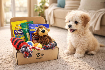 Dog Gift Box for Small Dogs & Puppies – Dog Birthday Gift Set with Toys & Treats, New Puppy Welcome Kit, Pet Gift Basket for Dogs