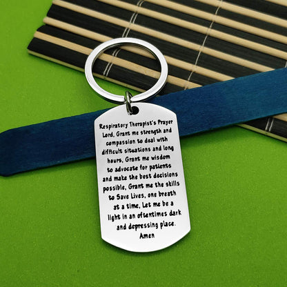 Baipilu Respiratory Therapy Gifts for Men Women Therapist Prayer Keychain Respiratory Tech Keychain Gift for Graduates Birthday Graduation Present Therapist Present