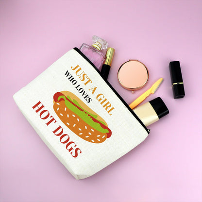 Mxrymvu Hot Dog Gifts for Women Makeup Bag Funny Hot Dogs Cosmetic Bag Food Lover Gift Christmas Birthday Present for Friend Sister Makeup Zipper Pouch