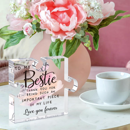 Bestie Gifts for Women Friendship - 0.6" Thickness Acrylic Puzzle & Gift Box,Gifts for Friends Female,Friend Keepsake for Women Birthday,Bff Soul Sister Work Bestie Gift for Thankgiving Present