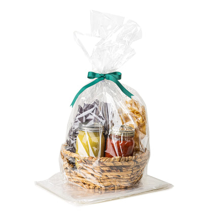 50 Pcs Clear Plastic Cellophane Goodie Bags - Party Favor Bags | 4" Twist Ties | Clear Gift & Treat Bags with Ties