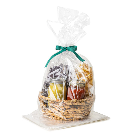 50 Pcs Clear Plastic Cellophane Goodie Bags - Party Favor Bags | 4" Twist Ties | Clear Gift & Treat Bags with Ties