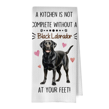 Black Lab Kitchen Towels - Funny Black Lab Gifts Decorative Waffle Dish Towels, Labrador Retriever Gifts Hand Towel, Tea Towel, 16x24 Inches