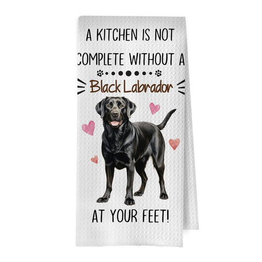 Black Lab Kitchen Towels - Funny Black Lab Gifts Decorative Waffle Dish Towels, Labrador Retriever Gifts Hand Towel, Tea Towel, 16x24 Inches