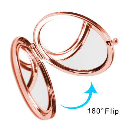 Compact Mirror Rose Gold Makeup Mirror Folding Mini Pocket Mirror Portable Hand Mirror Double-Sided 2 x 1x Magnification for Woman Girls (A-Eiffel Tower)