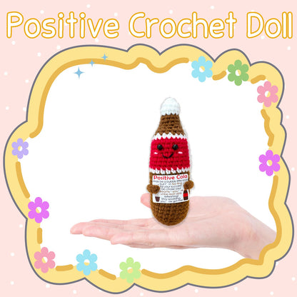 Mini Cute Soda Doll Emotional Support Gift for Women,Positive Handmade Crochet Soda Doll Inspirational Gift for Family and Friends,Cute Desktop Decor