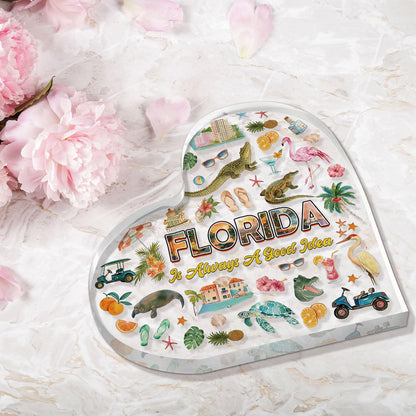 Florida Souvenirs, Florida Themed Gifts 4X4 Inch Acrylic Florida's Plaque Bedroom Dining Room Florida's Theme Decor