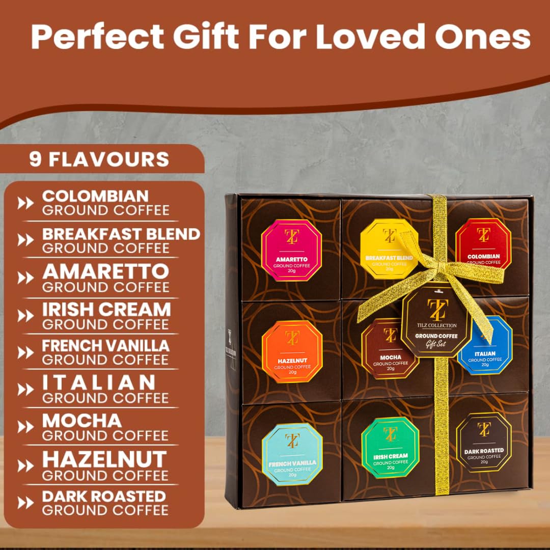 Coffee Gifts - Gourmet Coffee Gift Set |9 Ground Coffee Assortment Gift Set |Coffee Sampler Gift Set, Tasting Kit |Gifts For Coffee Lovers |Ground Coffee Gift Basket |Gifts For Men And Women