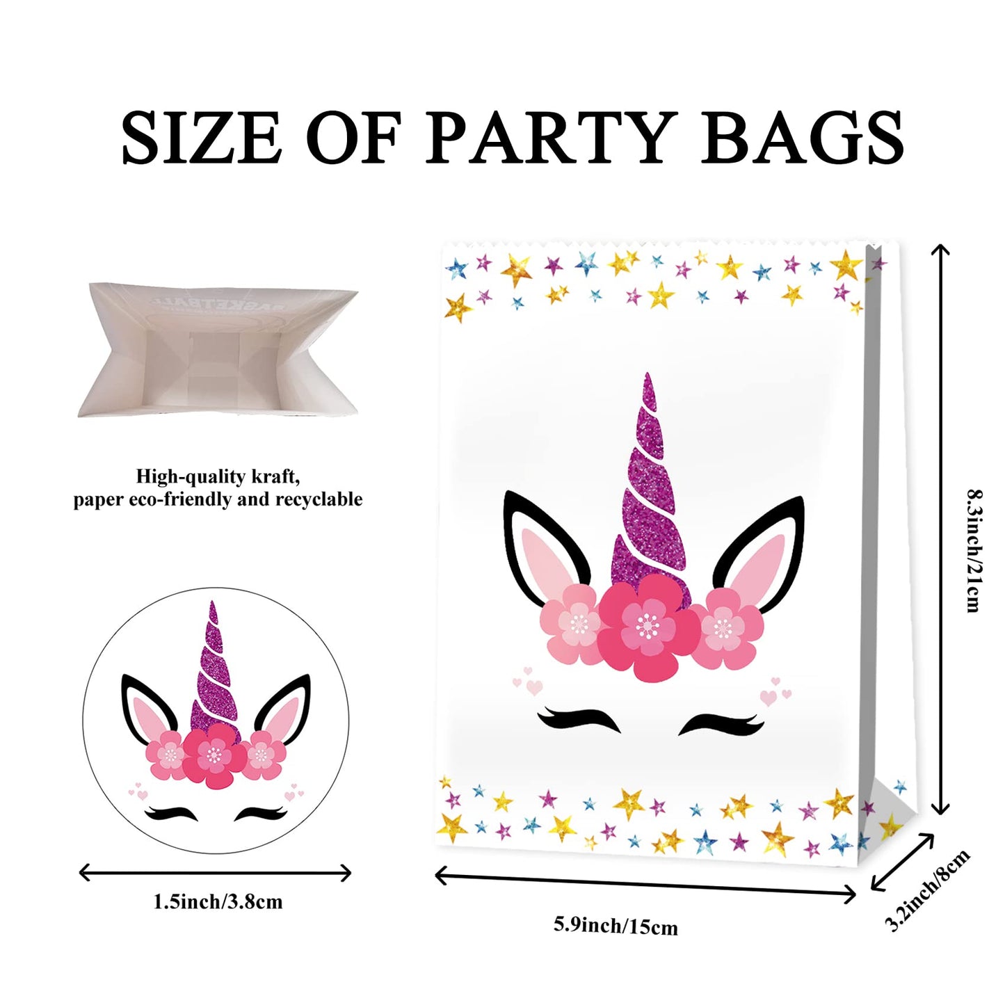 24pc Unicorn Candy Bags - Unicorn Party Favor Bags for Girls' Birthday Decorations