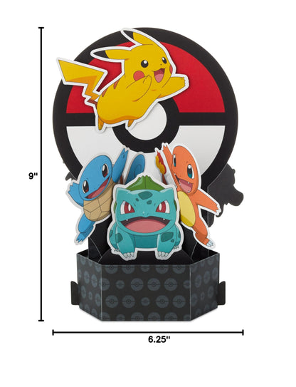 Hallmark Pokémon Pop Up Birthday Card for Kids (3D Pikachu, Charmander, Squirtle, Bulbasaur) for Birthday Boy, Son, Grandson, Nephew