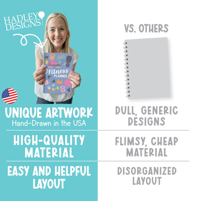 Hadley Designs Fitness Journal for Women - Workout Journal for Women, Fitness Planner for Woman, Workout Log Book, Undated Gym Journals & Exercise Journals, Health Notebook, Mothers Day Gift Ideas