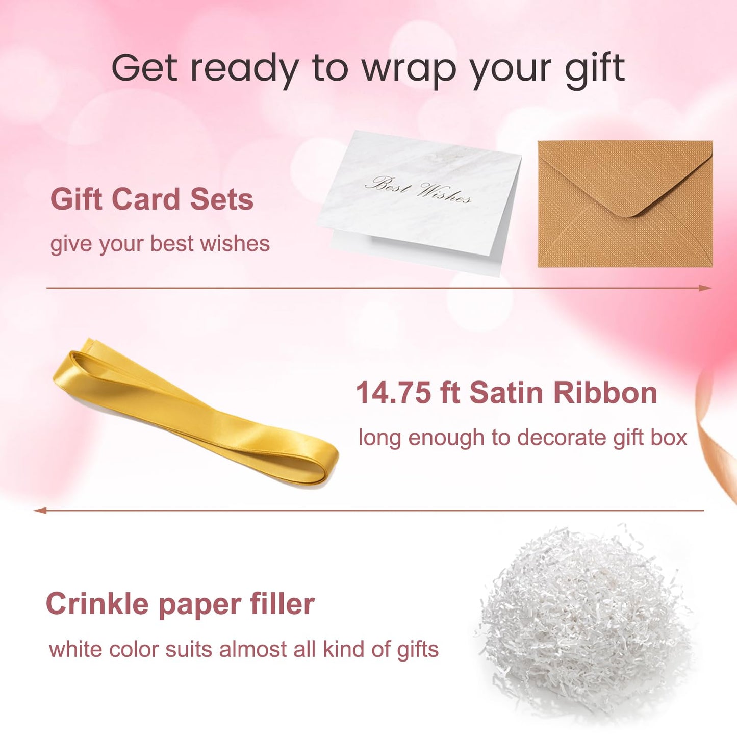 Mefleet Large Gift Box with Lid for Presents 12x12x12 Inches Extra Big Deep Square Pink Boxes 1 Pack for Christmas, Birthday, Valentine's Day, Mother's Day - Contains Crinkle Paper, Ribbon and Card