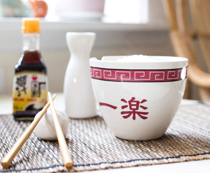 Naruto "Ichiraku Ramen Japanese Ceramic Dish Set | 16-Ounce Ramen Bowl and Chopsticks Set