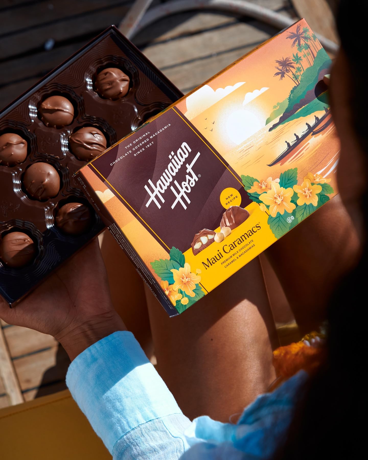 Hawaiian Host Maui Caramacs – 5oz Gift Boxes, Pack of 5 | Milk Chocolate Covered Macadamias with Creamy Caramel & Sea Salt