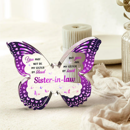Sister In Law Gifts, Gifts for Sister In Law, Birthdays Mothers Day Thanksgiving Christmas - Butterfly 5x3.8 IN Acrylic Decorative Plaques