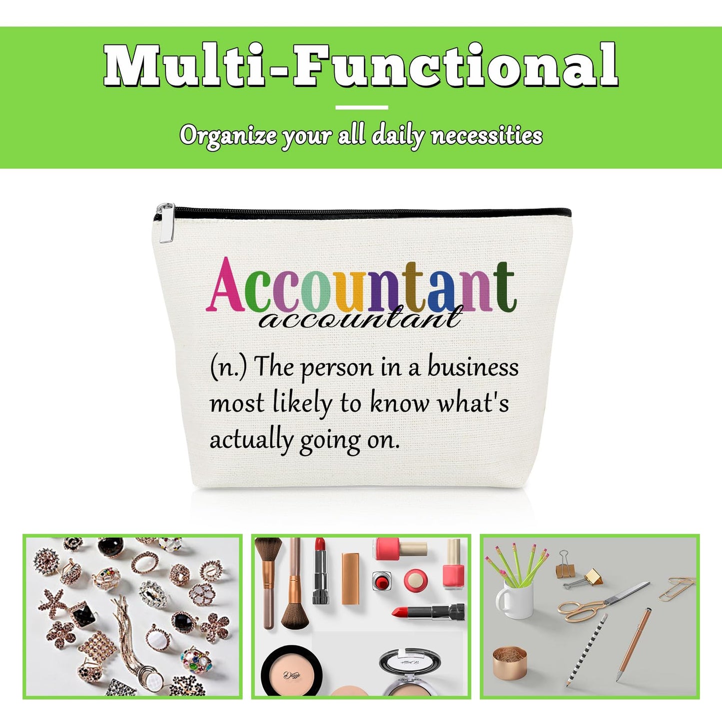Accountant Definition Makeup Bag Accountant Gifts for Women Funny Office Gifts for Accounting Coworker Manager Thank You Cosmetic Bag for Colleague CPA Friend Christmas Birthday Present Travel Pouch